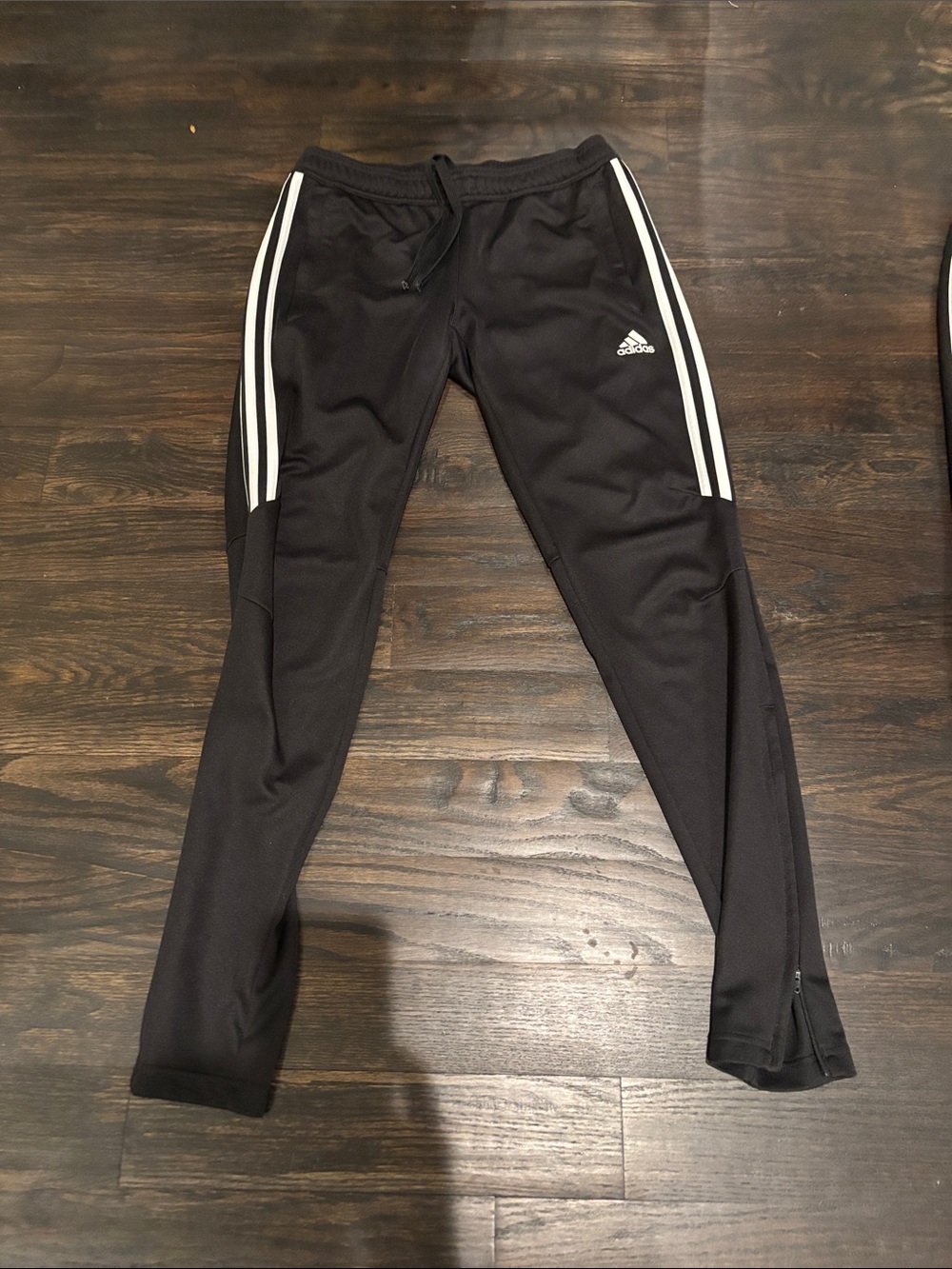 adidas Black Track Joggers with White Three Stripes